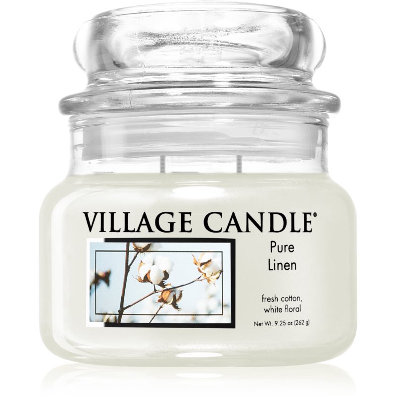 Village Candle Pure Linen dišeča sveča  (Glass Lid) 262 g