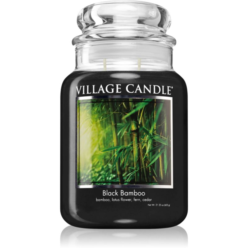 Village Candle Black Bamboo kvapioji žvakė (Glass Lid) 602 g