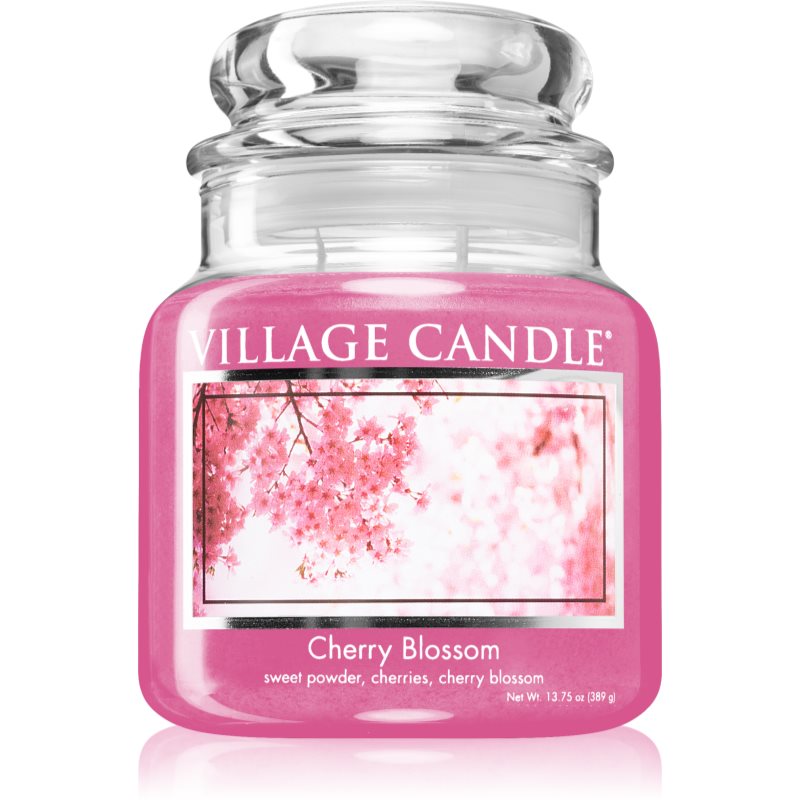 Village Candle Cherry Blossom vonná sviečka (Glass Lid) 389 g