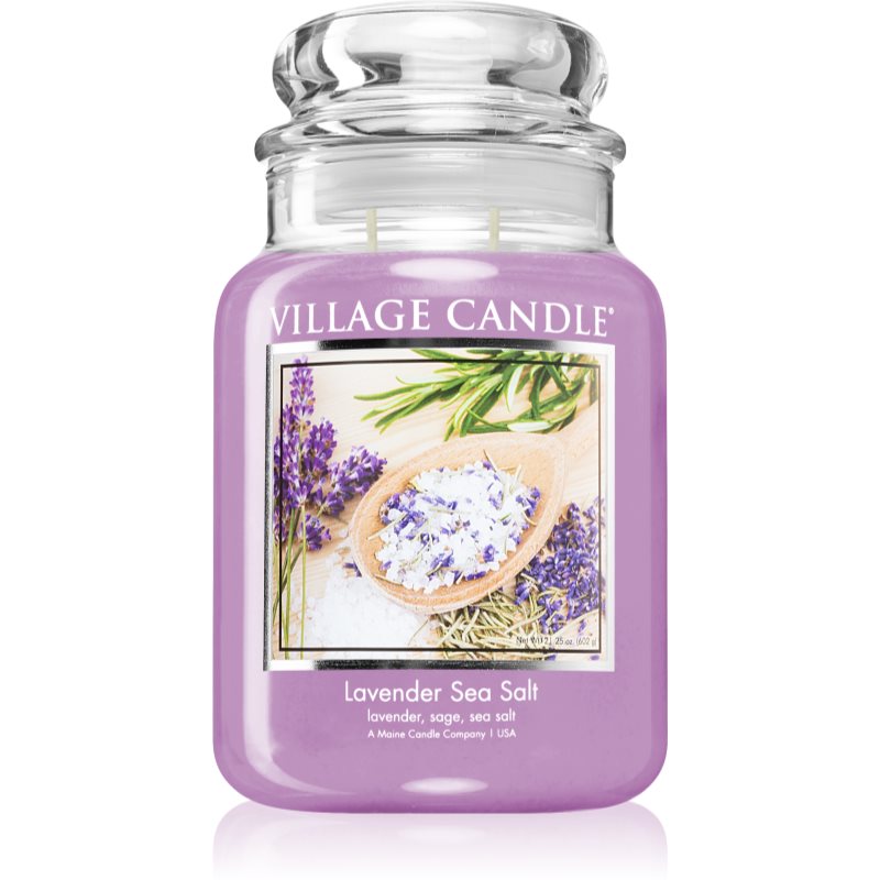 Village Candle Lavender Sea Salt illatgyertya (Glass Lid) 602 g