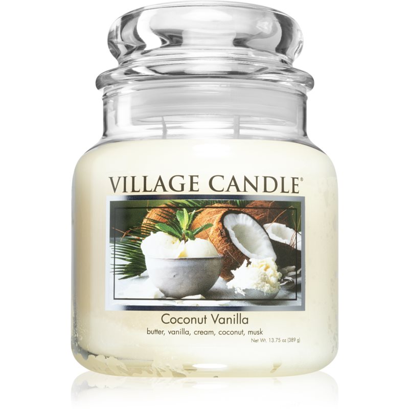 Village Candle Coconut Vanilla kvapioji žvakė (Glass Lid) 389 g