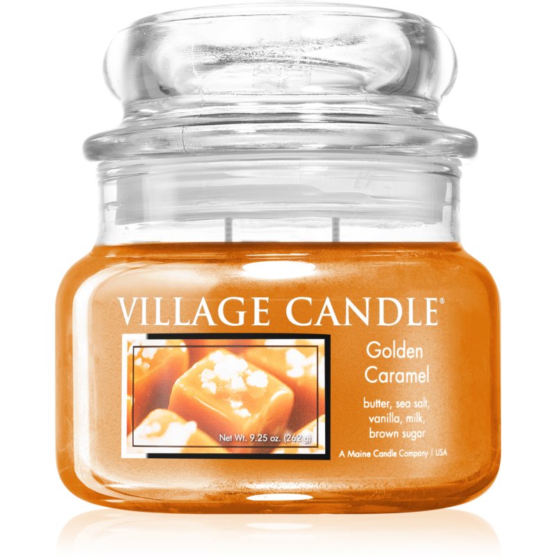 Village Candle Golden Caramel vonná sviečka (Glass Lid) 262 g