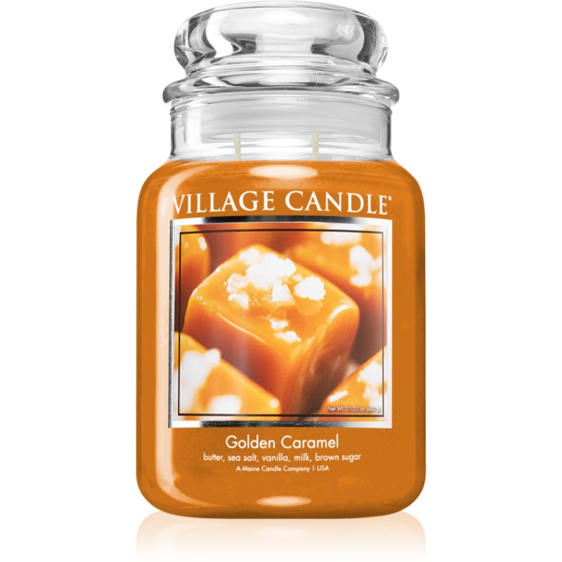 Village Candle Golden Caramel mirisna svijeća (Glass Lid) 602 g