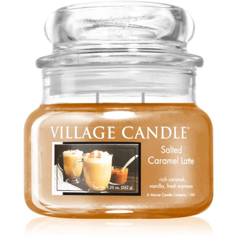 Village Candle Salted Caramel Latte vonná sviečka (Glass Lid) 262 g