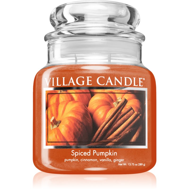 Village Candle Spiced Pumpkin Duftkerze (Glass Lid) 389 g