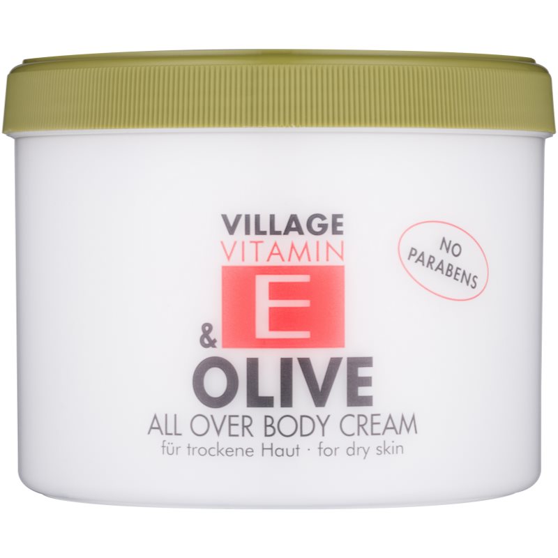 Village Vitamin E Olive kūno kremas be parabenų 500 ml