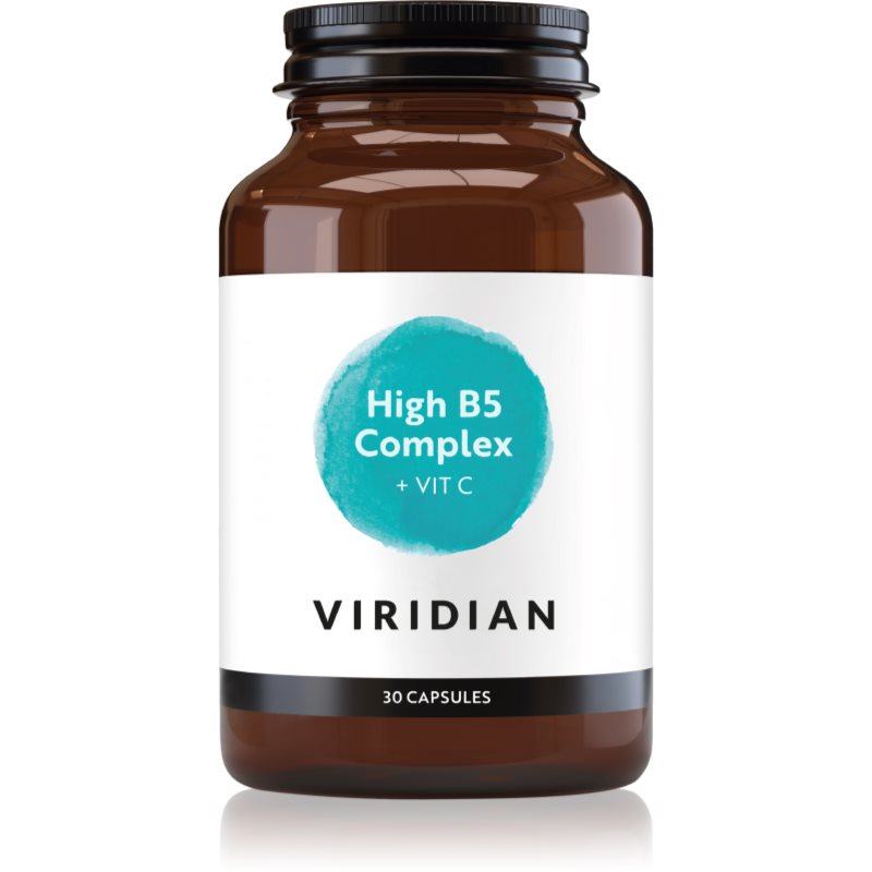 Viridian Nutrition High B5 Complex + Vit C kapsle pro podporu imunity, snížení míry únavy a vyčerpání 30 cps