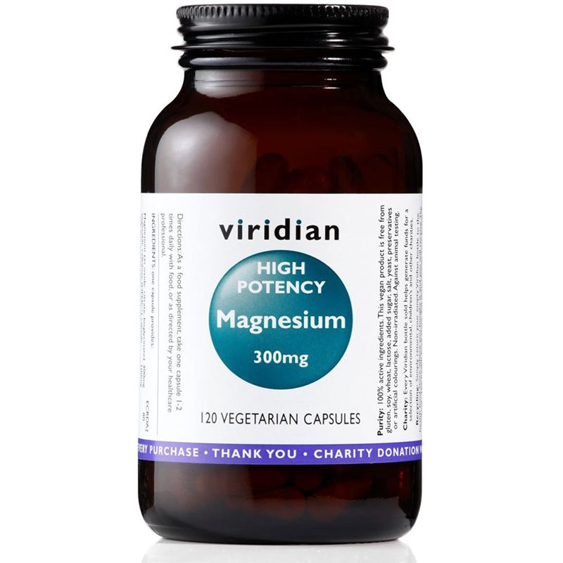 Viridian Nutrition High Potency Magnesium 300 mg kapsuly na podporu zníženia miery únavy a vyčerpania 120 cps