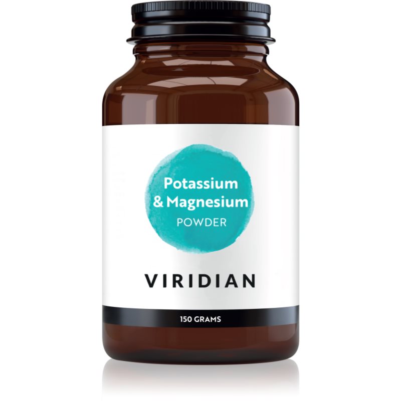Viridian Nutrition Potassium & Magnesium Powder prášok na podporu normálnej činnosti nervovej sústavy, svalov, zubov a zníženie únavy 150 g