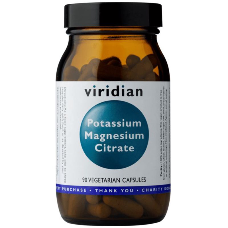 Viridian Nutrition Potassium Magnesium Citrate kapsuly na podporu normálnej činnosti nervovej sústavy, svalov, zubov a zníženie únavy 90 cps