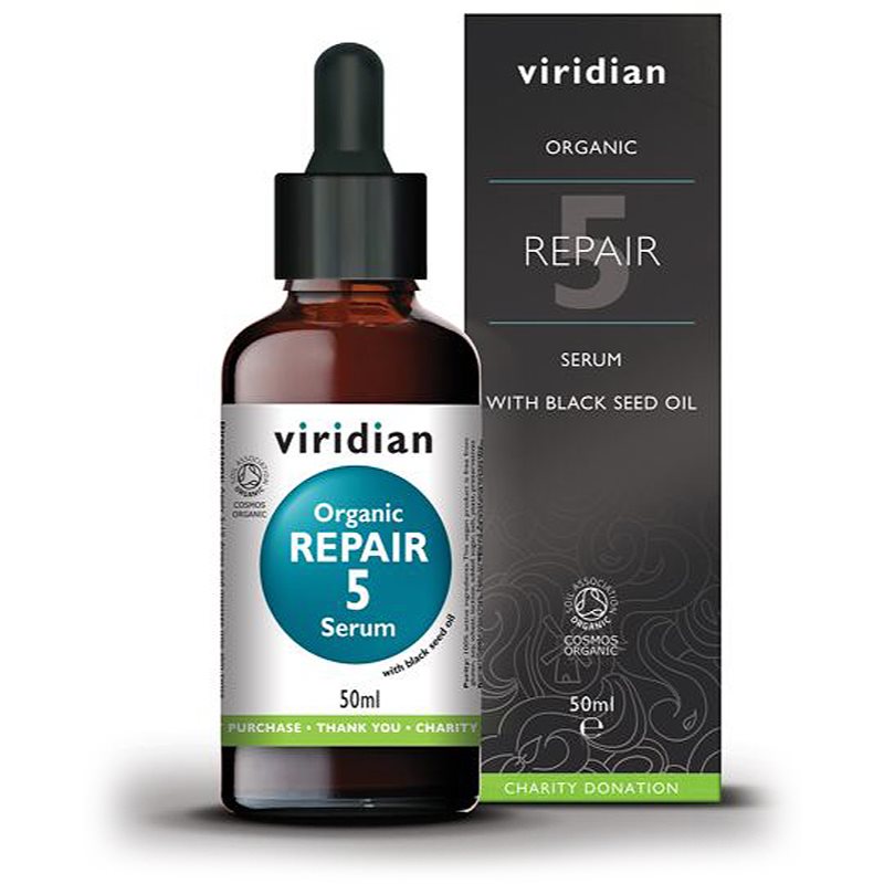 Viridian Nutrition Organic Repair 5 Serum atnaujinamojo poveikio veido serumas EKO kokybės standarto 50 ml