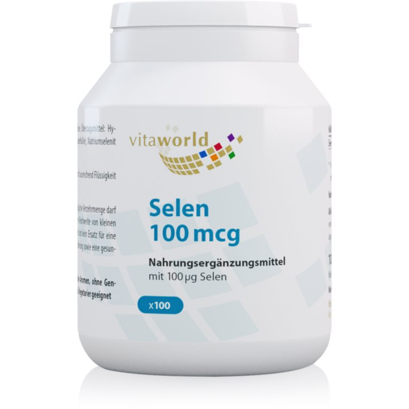 Vita World Selen 100 mcg Tabletten für wunderschöne Haare und Haut 48 g