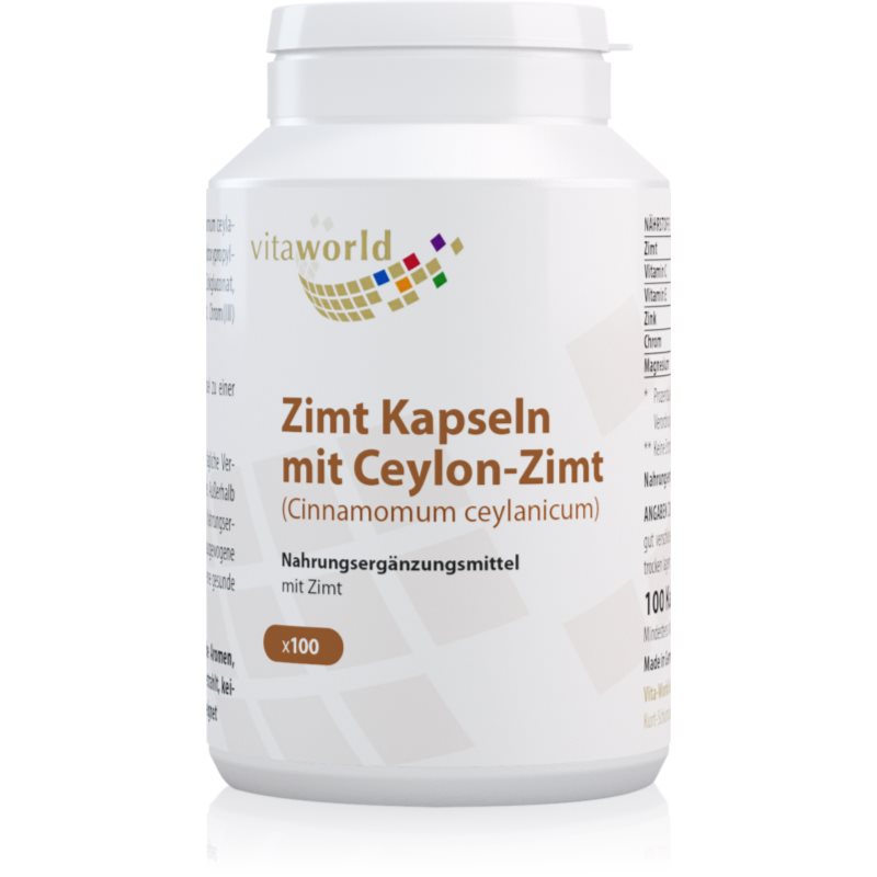 Vita World Zimt Kapseln mit Ceylon-Zimt Kapseln zur Unterstützung des Energiestoffwechsels 108 g