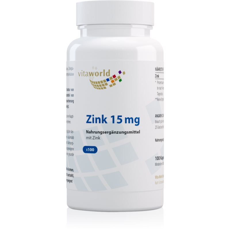 Vita World Zink 15 mg Kapseln zur Entgiftung des Organismus und zur Unterstützung des Immunsystems 68 g