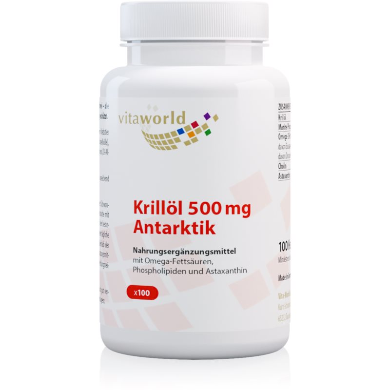 Vita World Krillöl 500 mg Antarktik Kapseln mit essenziellen Fettsäuren 98 g