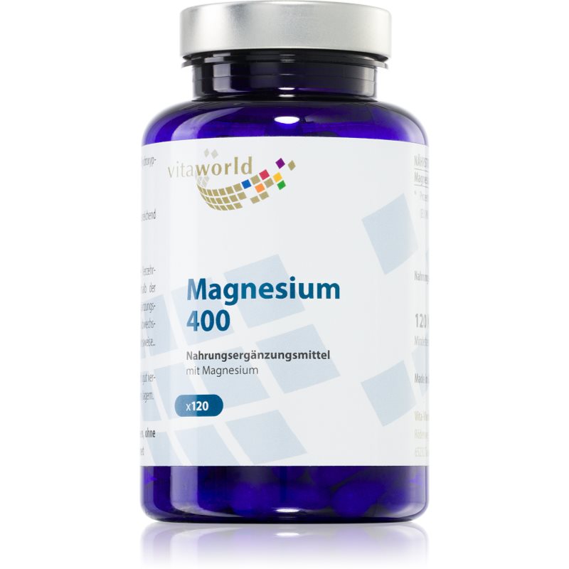 Vita World Magnesium 400 Kapseln zur Unterstützung der normalen Funktion des Nervensystems, der Muskeln und der Zähne sowie zur Reduzierung der Müdigk
