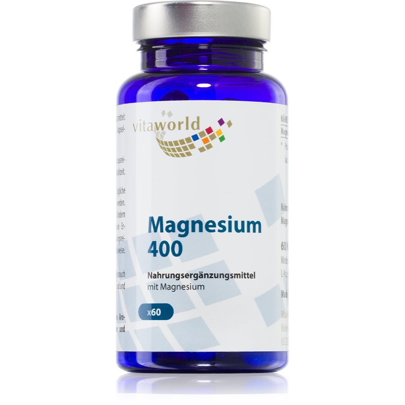 Vita World Magnesium 400 Kapseln zur Unterstützung der normalen Funktion des Nervensystems, der Muskeln und der Zähne sowie zur Reduzierung der Müdigk