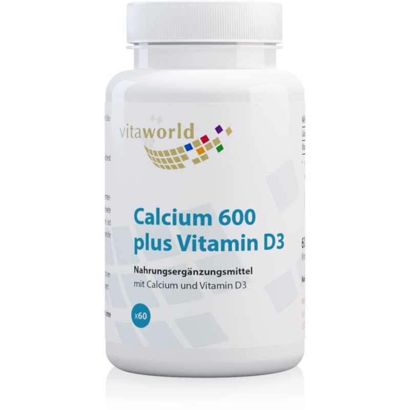 Vita World Calcium 600 + Vitamin D3 Tabletten für eine normale Funktion des Immunsystems, gesunde Knochen und Zähne und gute Muskelaktivität 142 g