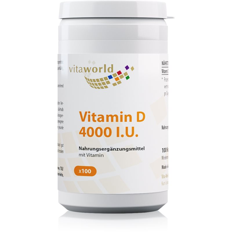 Vita World Vitamin D3 4000 IU Tabletten zur Förderung der Aufnahme von Kalzium und Phosphor 50 g