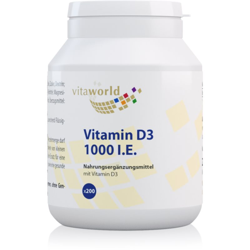 Vita World Vitamin D3 1000 IE Tabletten für die normale Funktion des Immunsystems, gesunde Knochen und Muskelaktivität 46 g