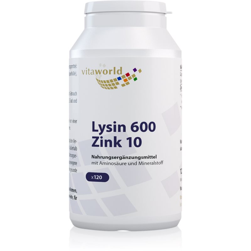 Vita World Lysin 600 + Zink 10 Kapseln mit Aminosäuren 124 g