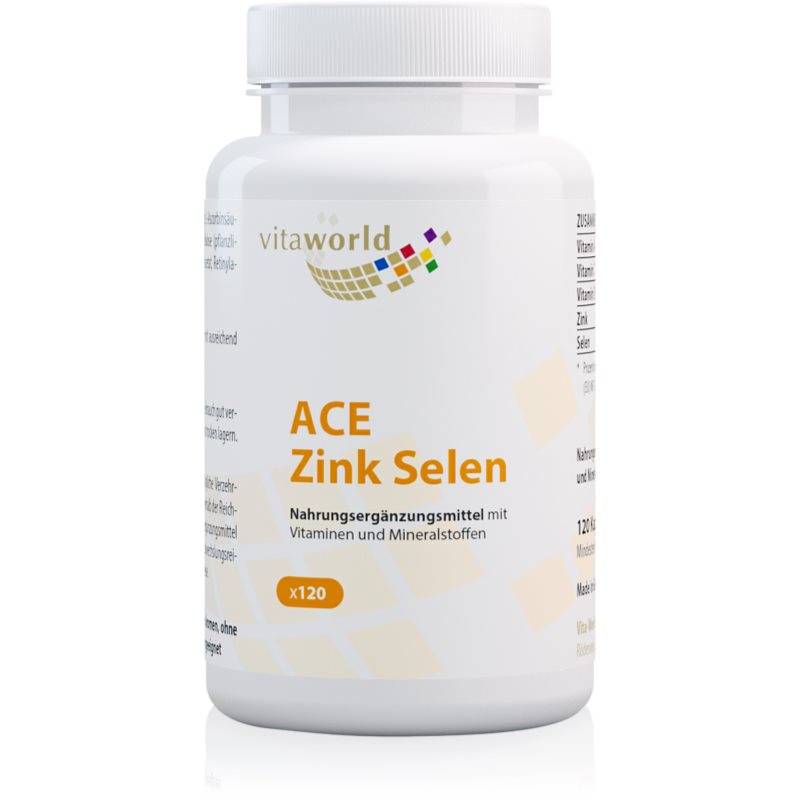 Vita World ACE Zink + Selen Kapseln zur Unterstützung des Immunsystems, schöner Haare und Haut 66 g