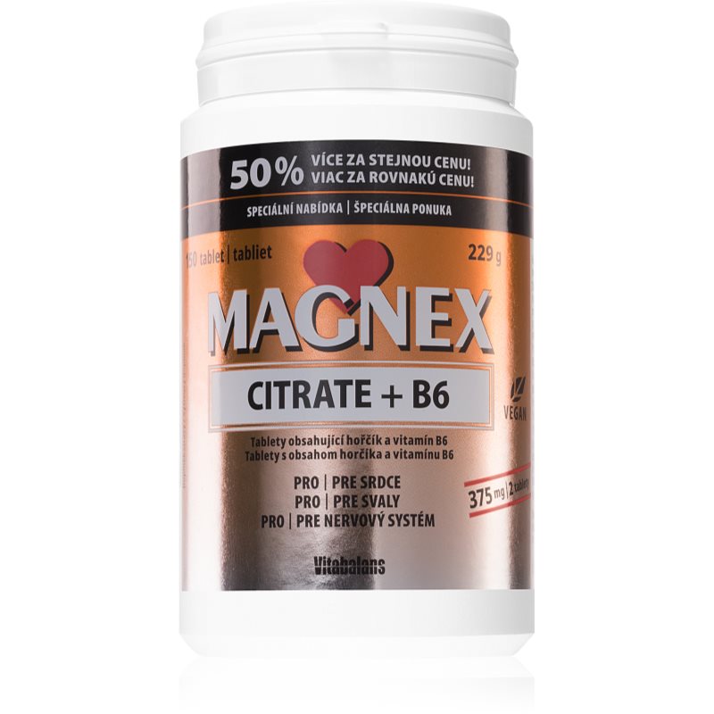 VITABALANS Magnex 375mg +B6 tablety na podporu zníženia únavy a vyčerpania, pre normálny stav zubov, kostí a svalov 150 tbl kúpite na Notino.sk