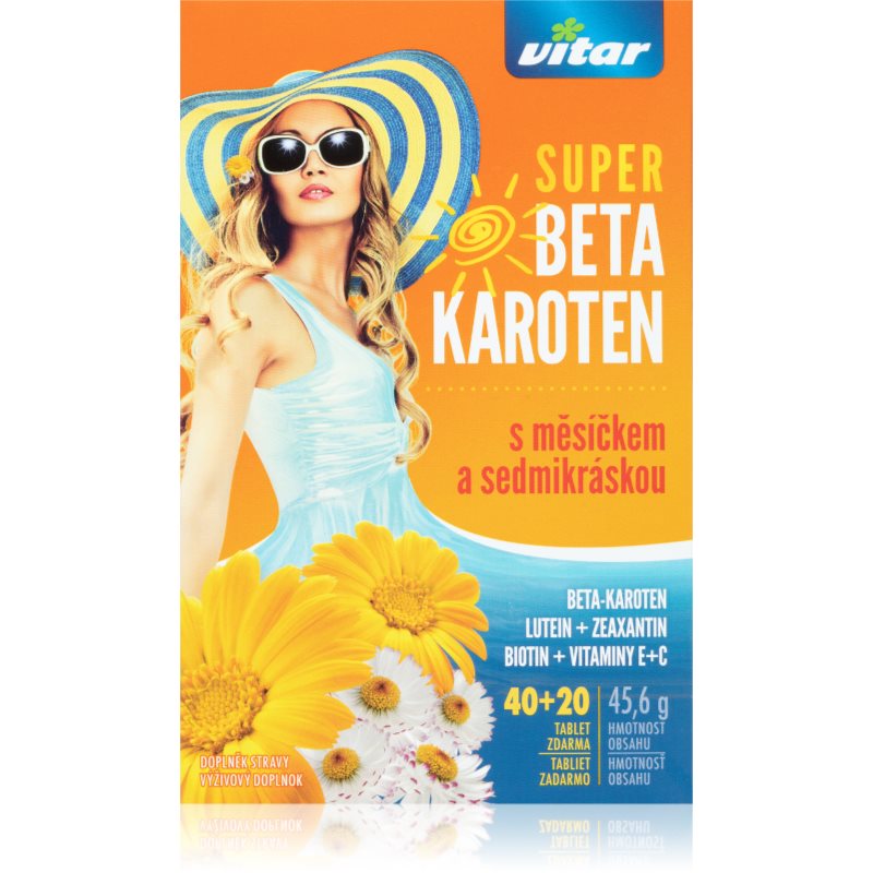 Vitar Super Beta-karoten s nechtíkom a sedmokráskou tablety pre krásne opálenie a zdravú pokožku 60 tbl kúpite na Notino.sk