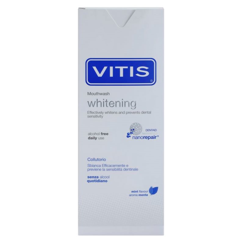 

Vitis Whitening рідина для полоскання ротової порожнини з відбілюючим ефектом для чутливих зубів присмак Mint