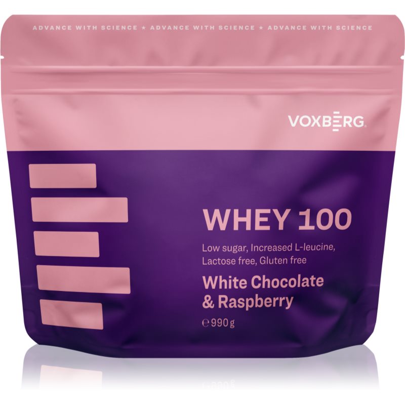 Voxberg Whey Protein 100 990g - bílá čokoláda s malinou