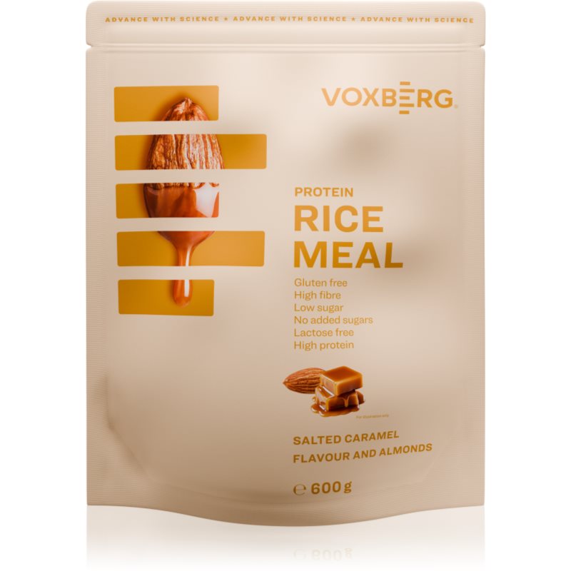 Voxberg Protein Rice Meal rýžová kaše s proteinem příchuť Salted Caramel, Almonds 600 g