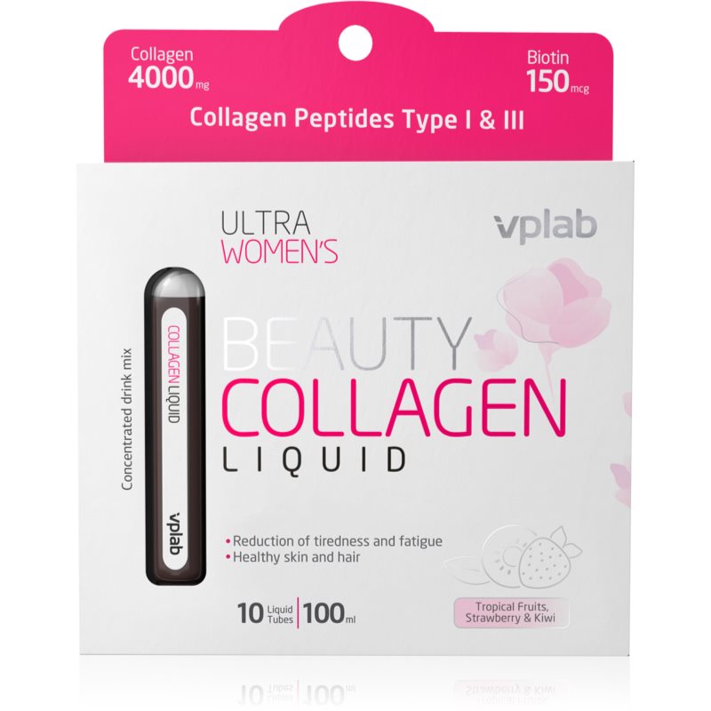VPLab Beauty Liquid Collagen kolagen v ampulích příchuť Tropical Fruit, Strawberry- Kiwi 10x10 ml