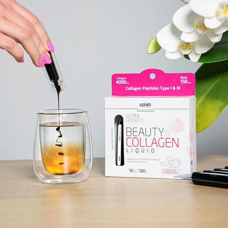 VPLab Beauty Liquid Collagen kolagen v ampulích příchuť Tropical Fruit, Strawberry- Kiwi 10x10 ml (obrázek 3)
