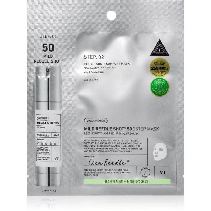 VT Cosmetics VT Cosmetic Reedle Shot 50 2-Step Mask εντατικά αναζωογονητική μάσκα για θεραπεία επιδερμίδας δύο φάσεων 26.5 γρ