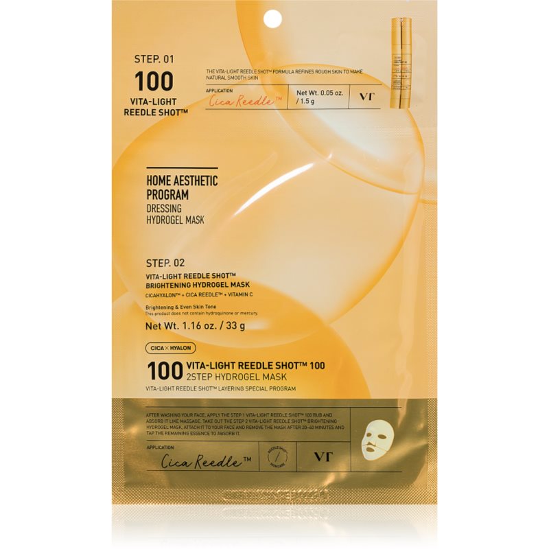 VT Cosmetics Vita-Light Reedle Shot 100 2Step Hydrogel Mask intenzívna hydrogélová maska pre rozjasnenie a hydratáciu 34.5 g