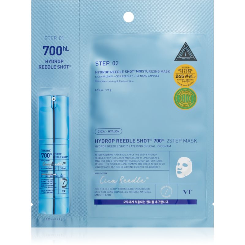 VT Cosmetics Hydrop Reedle Shot 700hL 2 Step Mask tiefenwirksame feuchtigkeitsspendende Maske für eine zwei-Phasen-Hautp...