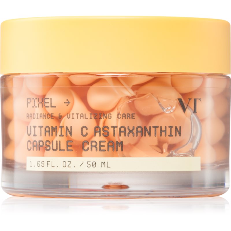 VT Cosmetics Vitamin C Astaxanthin Capsule Cream озаряващ хидратиращ крем да уеднакви цвета на кожата 50 мл.