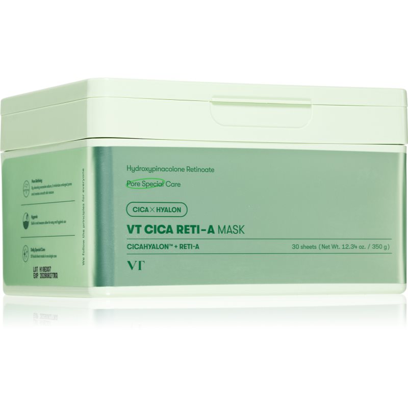 VT Cosmetics Cica Reti-A Mask upokojujúca plátienková maska so spevňujúcim účinkom veľké balenie 30 ks