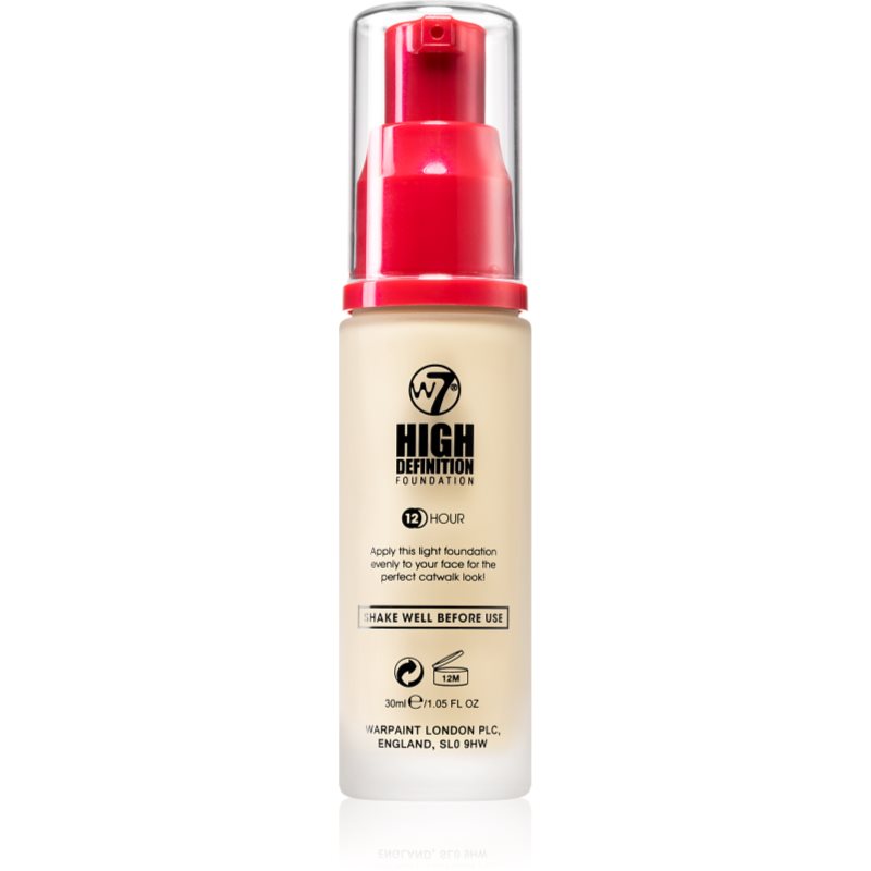 

W7 Cosmetics HD зволожуючий тональний крем відтінок Porcelain