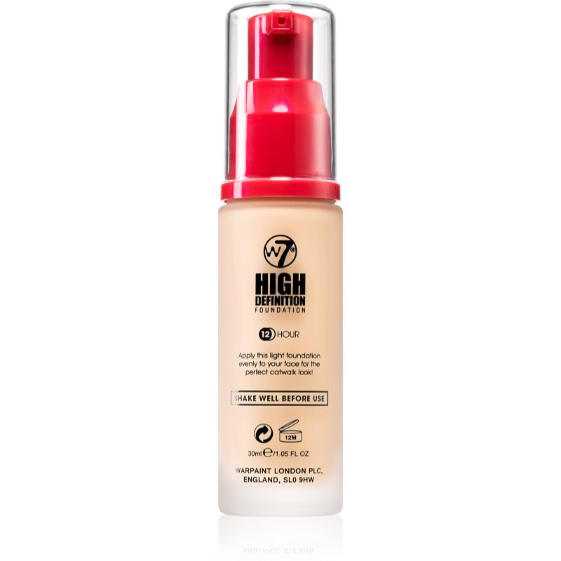 

W7 Cosmetics HD зволожуючий тональний крем відтінок Buttercream