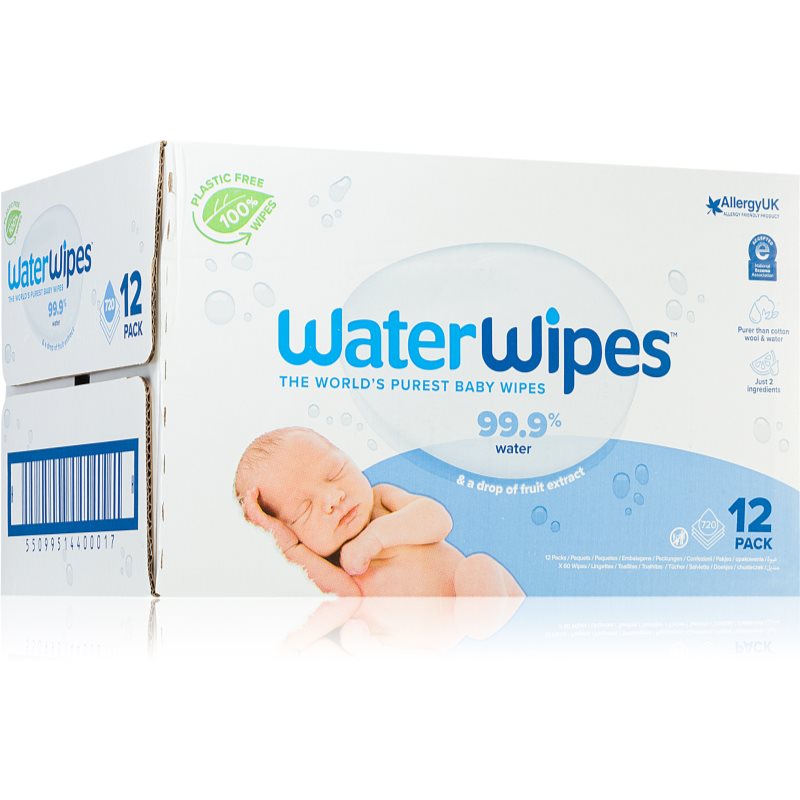 Water Wipes Baby Wipes 12 Pack нежни мокри кърпички за бебета 12x60 бр.