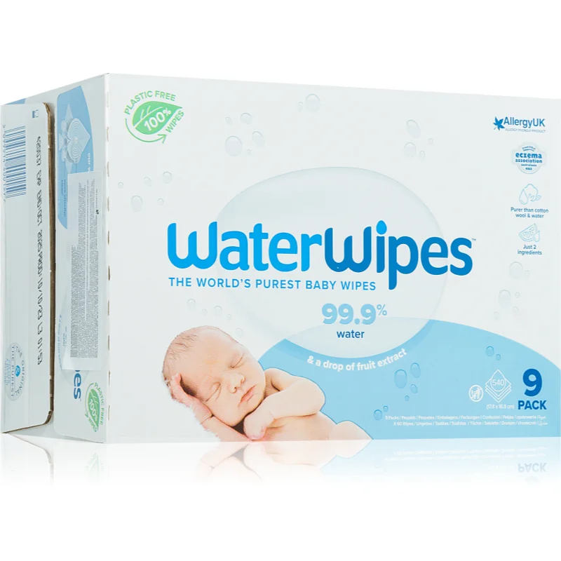 Water Wipes Baby Wipes 9 Pack dětské jemné vlhčené ubrousky 9x60 ks