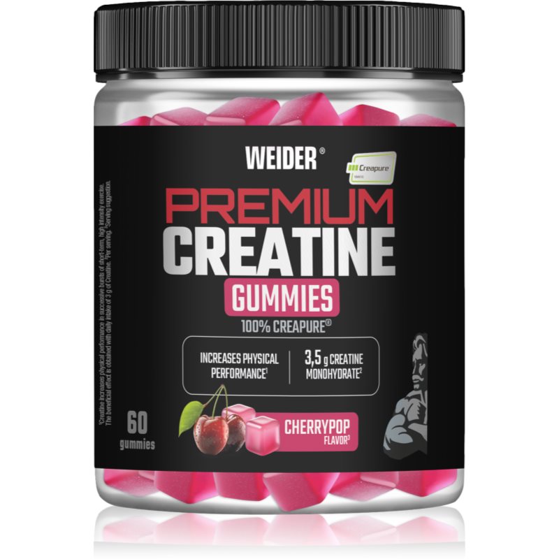 Weider Premium Creatine Gummies želatinové tablety pro podporu sportovního výkonu příchuť Cherrypop 60 ks