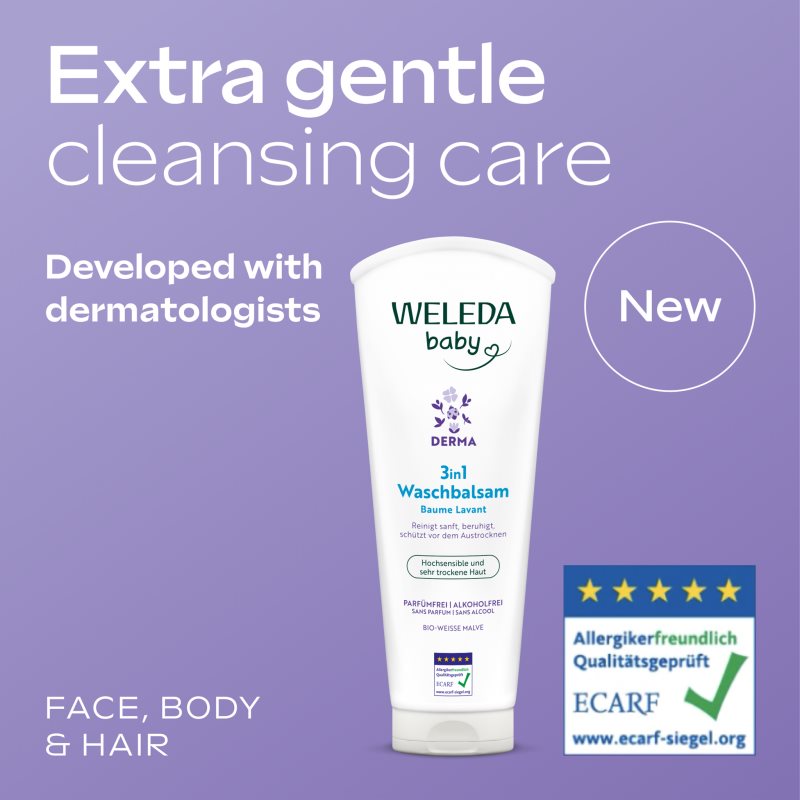 Weleda Baby Derma mycí balzám pro zklidnění pokožky 200 ml (obrázek 6)