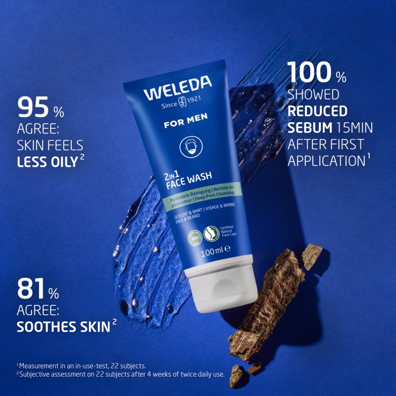 Weleda For Men 2v1 Reinigungsgel für Gesicht und Bart 100 ml