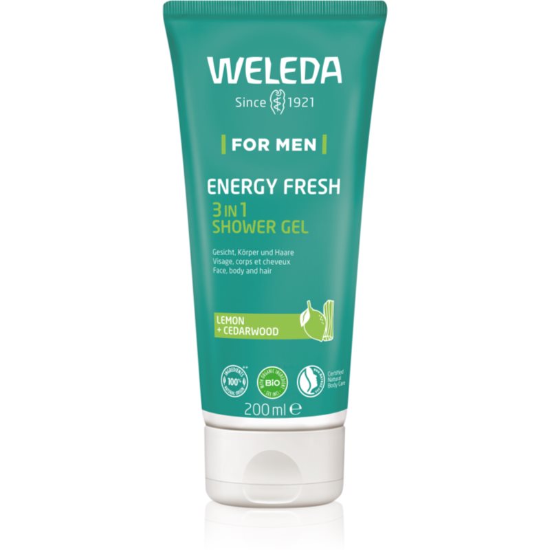 Weleda Energy Fresh 3in1 очищуючий гель 3 в 1 для волосся та тіла для чоловіків 200 мл