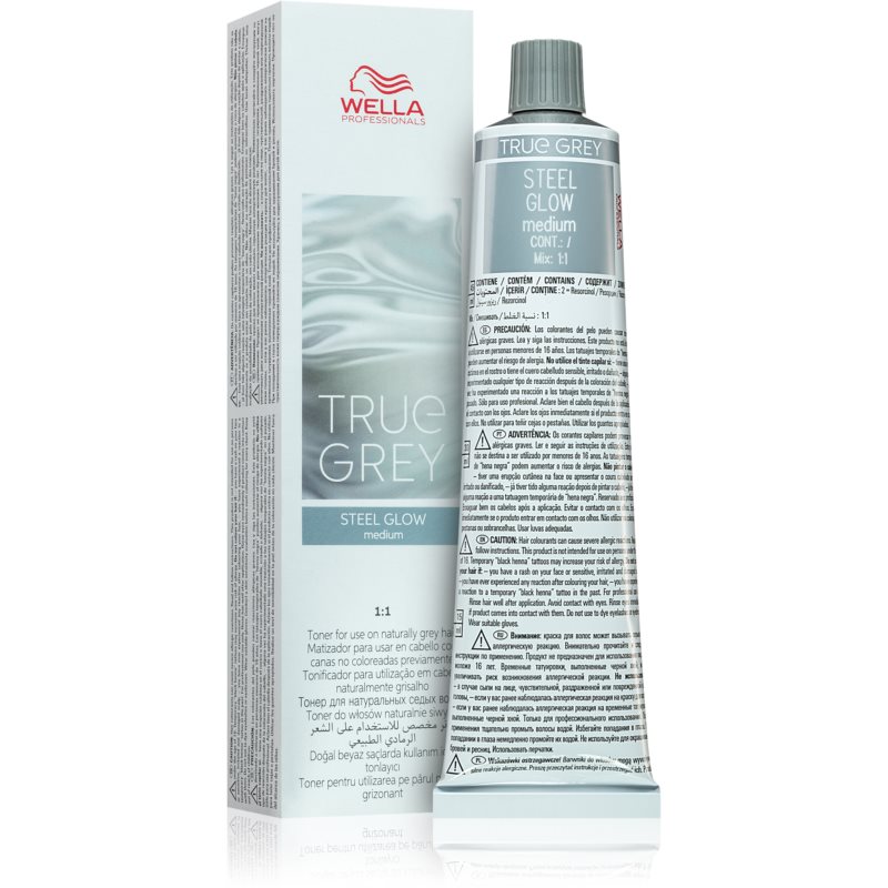 Wella Professionals True Gray Toning Cream For Grey Hair Steel Glow Medium 60 Ml