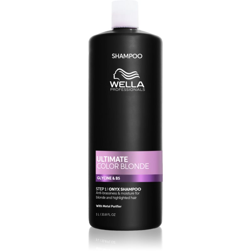 Wella Professionals Ultimate Color Blonde Shampoo Messingitoone neutraliseeriv šampoon pleegitatud või esiletõstetud juustele 1000 ml