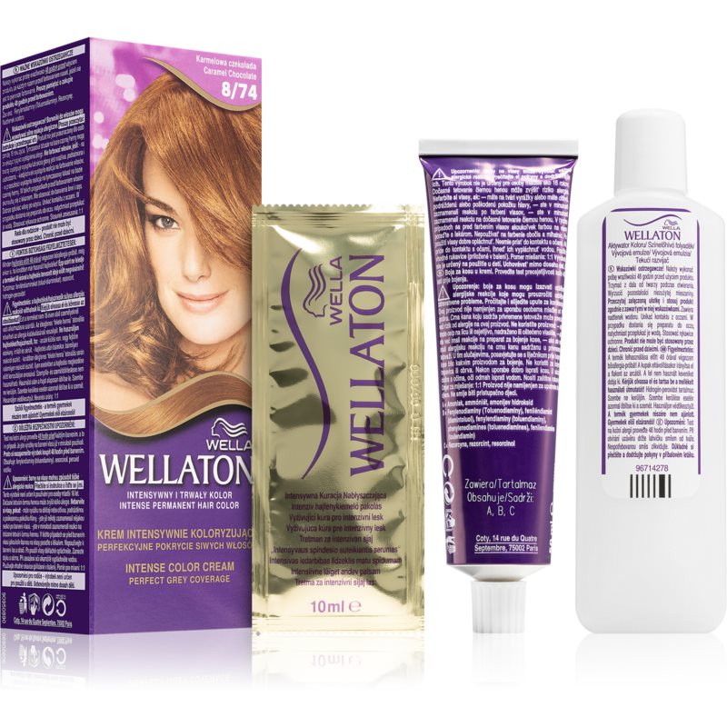 E-shop Wella Wellaton Intense permanentní barva na vlasy s arganovým olejem odstín 8/74 Caramel Chocolate 1 ks