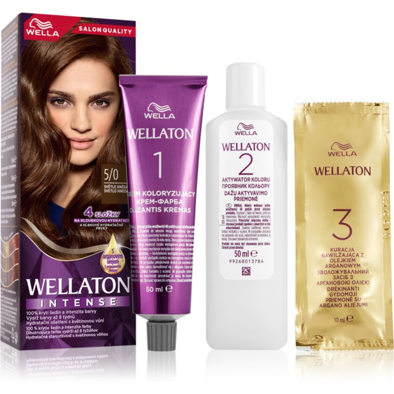 Wella Wellaton Intense перманентна фарба для волосся з екстрактом аграну відтінок 5/0 Light Brown 1 кс